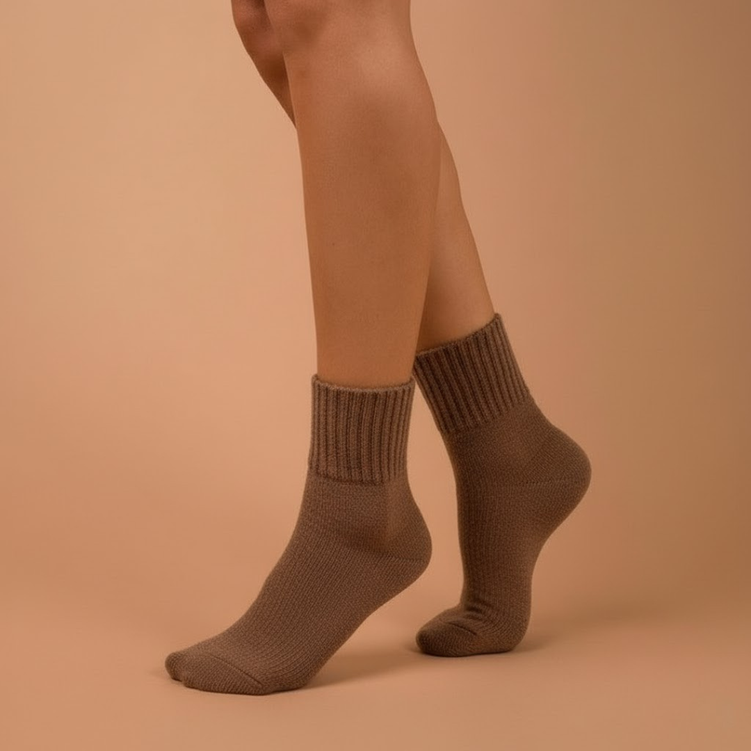 Mid-calf socks worn with boots
